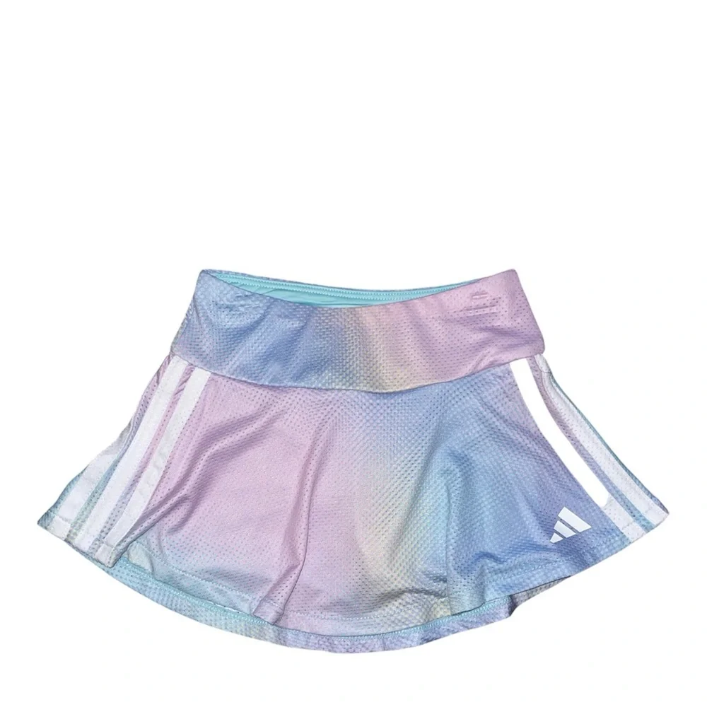 adidas White Rainbow Graphic Tee and Flounce Skort  Set